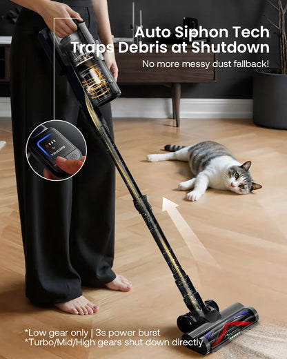 【2026 New Arrivals】 T553 Cordless Vacuum Cleaner for Home, Upgraded 60Kpa Powerful Suction Pet Hair Vacuum with 70min Runtime, Green LED Light for Hardwood Floors & Carpet, Self-Standing Rechargeable Stick Vacuum
