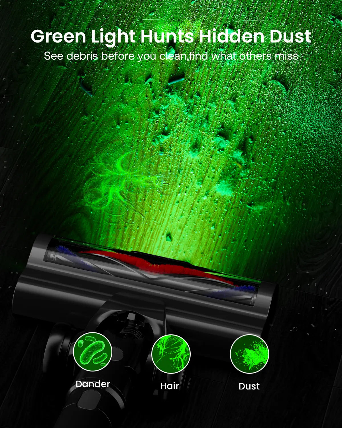 【2026 New Arrivals】 T553 Cordless Vacuum Cleaner for Home, Upgraded 60Kpa Powerful Suction Pet Hair Vacuum with 70min Runtime, Green LED Light for Hardwood Floors & Carpet, Self-Standing Rechargeable Stick Vacuum