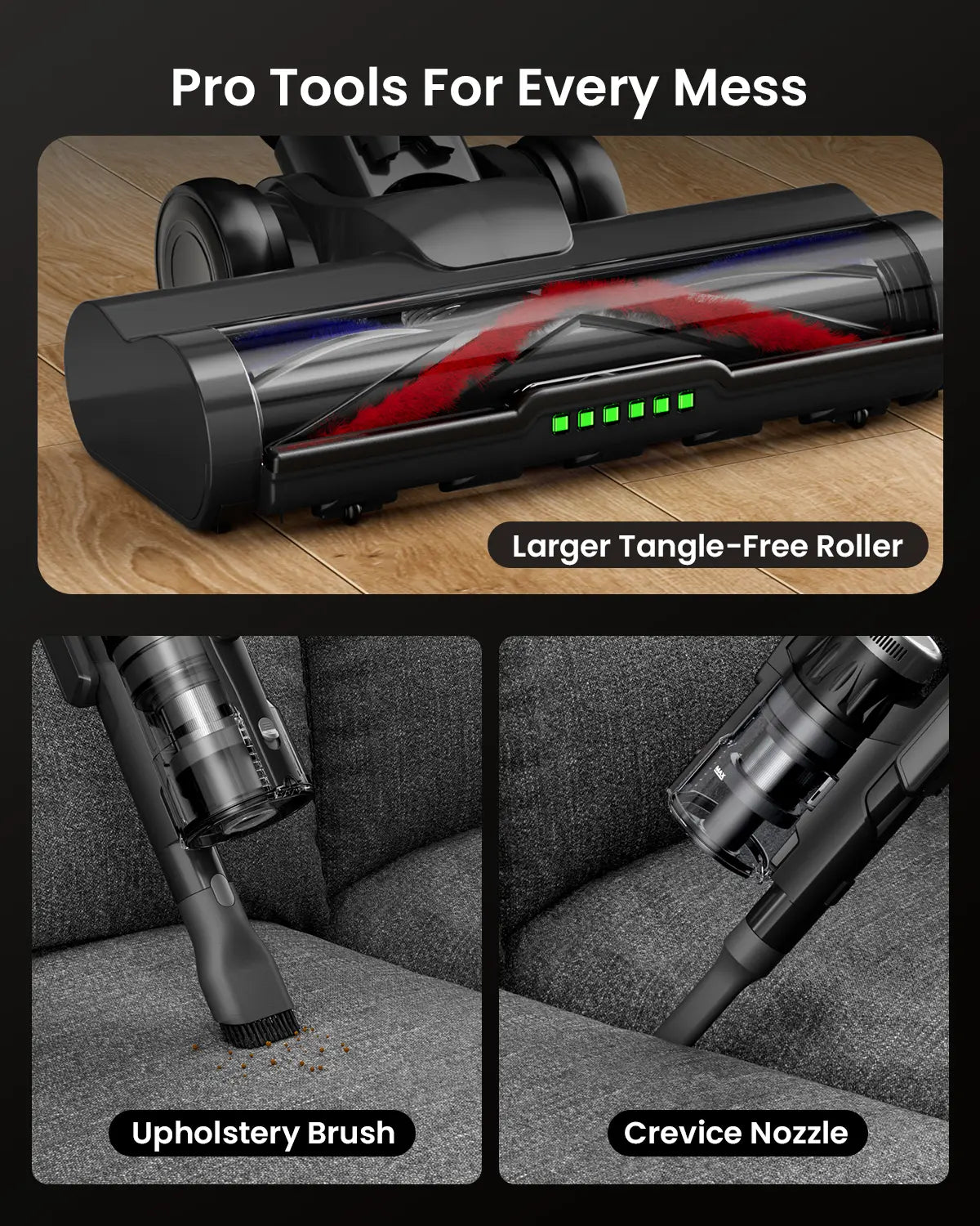 【2026 New Arrivals】 T553 Cordless Vacuum Cleaner for Home, Upgraded 60Kpa Powerful Suction Pet Hair Vacuum with 70min Runtime, Green LED Light for Hardwood Floors & Carpet, Self-Standing Rechargeable Stick Vacuum