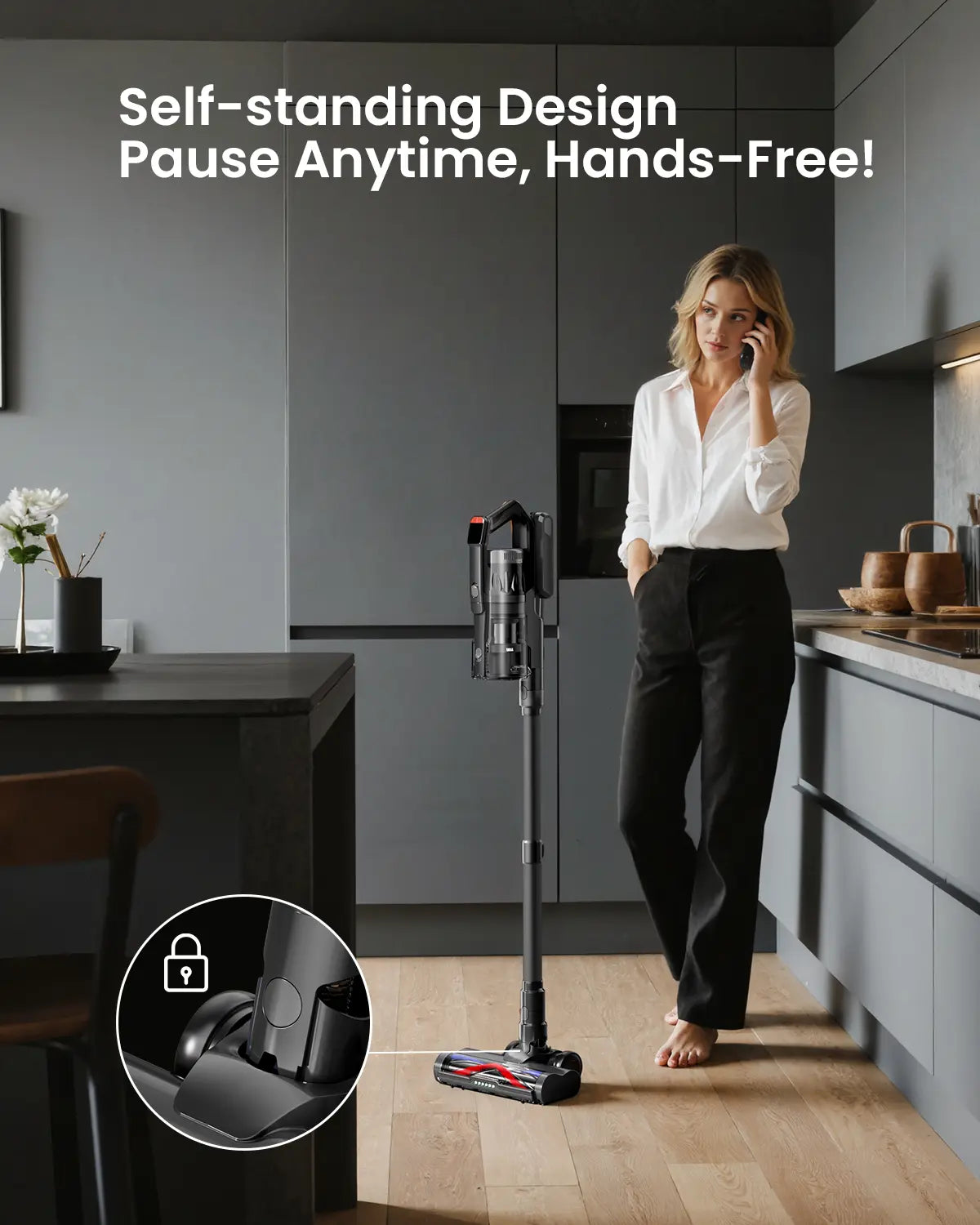 【2026 New Arrivals】 T553 Cordless Vacuum Cleaner for Home, Upgraded 60Kpa Powerful Suction Pet Hair Vacuum with 70min Runtime, Green LED Light for Hardwood Floors & Carpet, Self-Standing Rechargeable Stick Vacuum